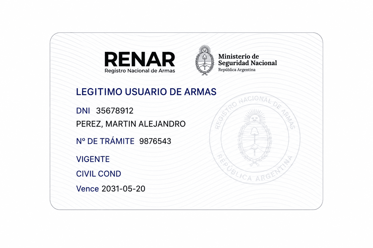 Ejemplo de credencial: Legítimo Usuario
