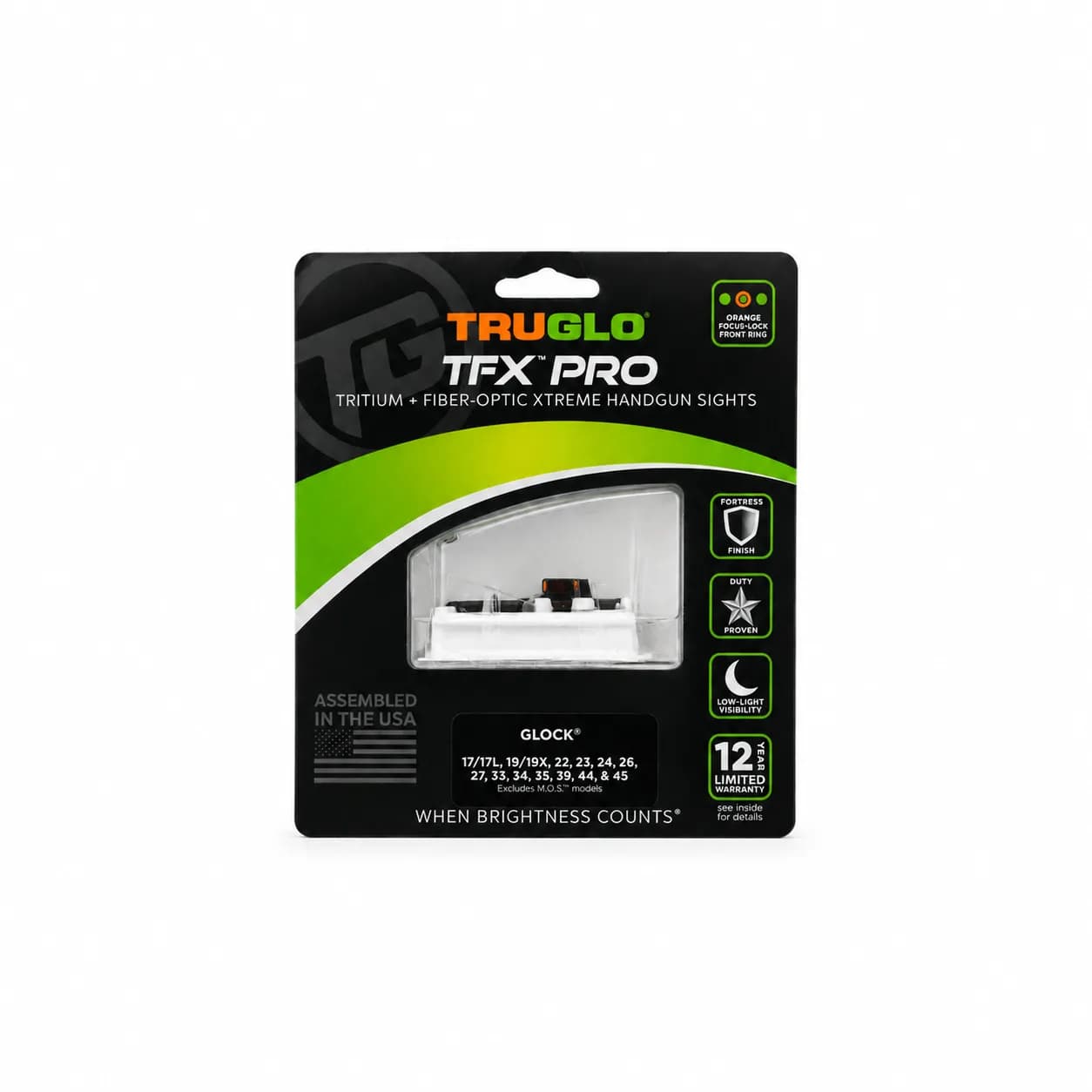 Miras TruGlo TFX PRO Tritio + Fibra Óptica para Glock