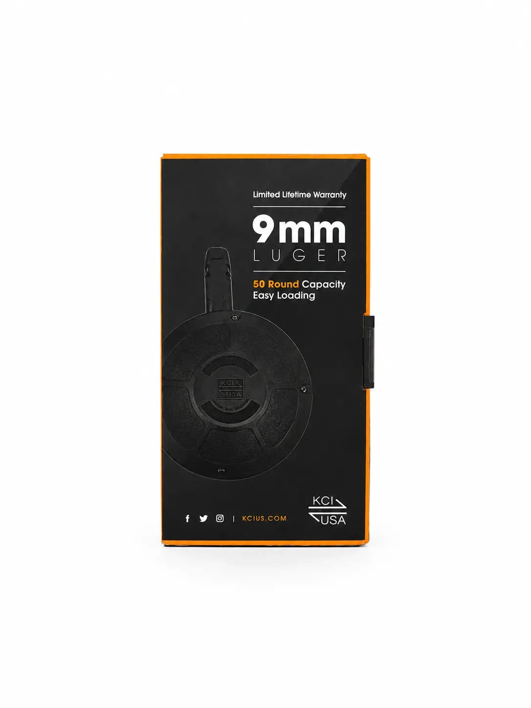 Cargador Tambor KCI USA 50 Tiros Calibre 9mm para Glock 17/18/19/26/34. USADO