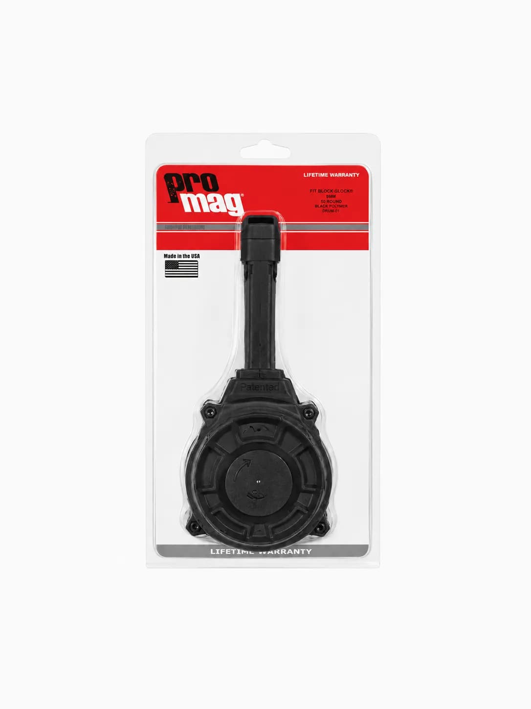 Cargador Tambor ProMag 50 Tiros Cal. 9mm para Glock – Polímero Negro (DRUM-01)