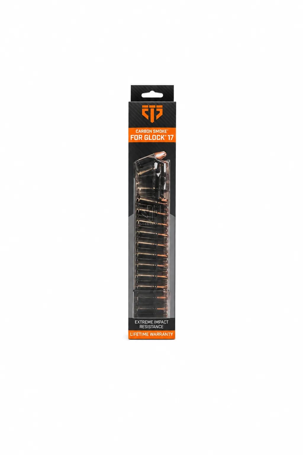 Cargador ETS Carbon Smoke para Glock cat Optic 32rds | Cal. 9 mm | Polímero Translúcido