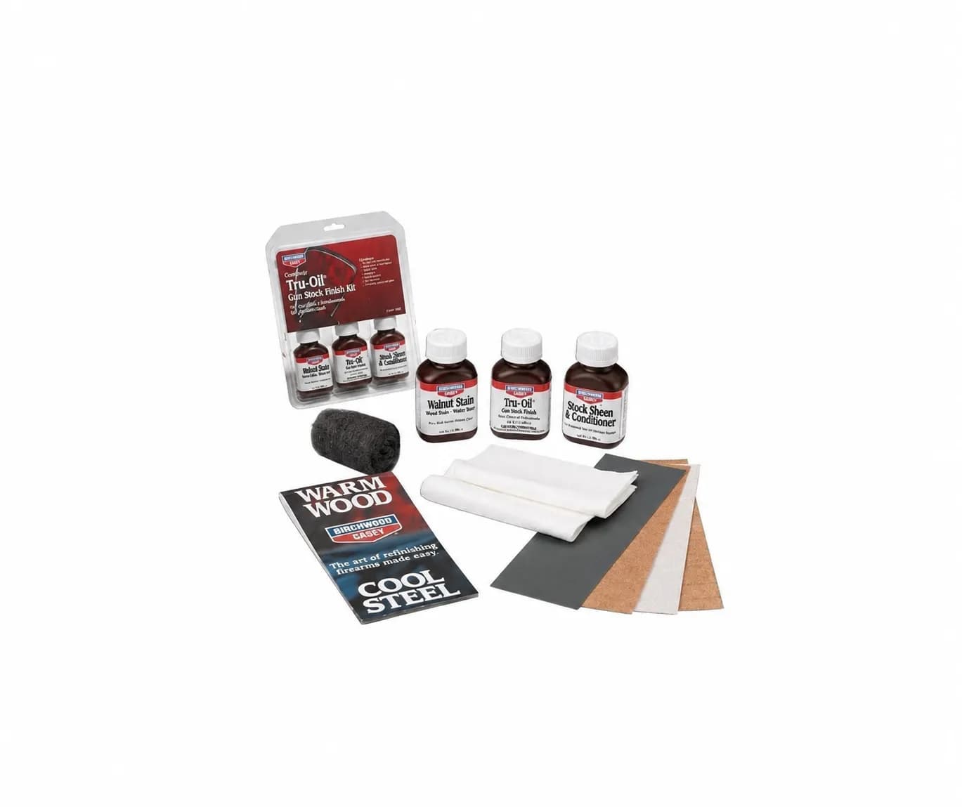 Kit Completo Birchwood Casey Tru-Oil – Restauración y Acabado de Culatas de Madera