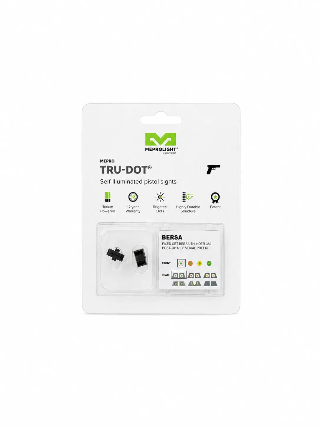 Miras Nocturnas Meprolight Mepro Tru-Dot para Bersa Thunder 380,22 y 2011 en adelante