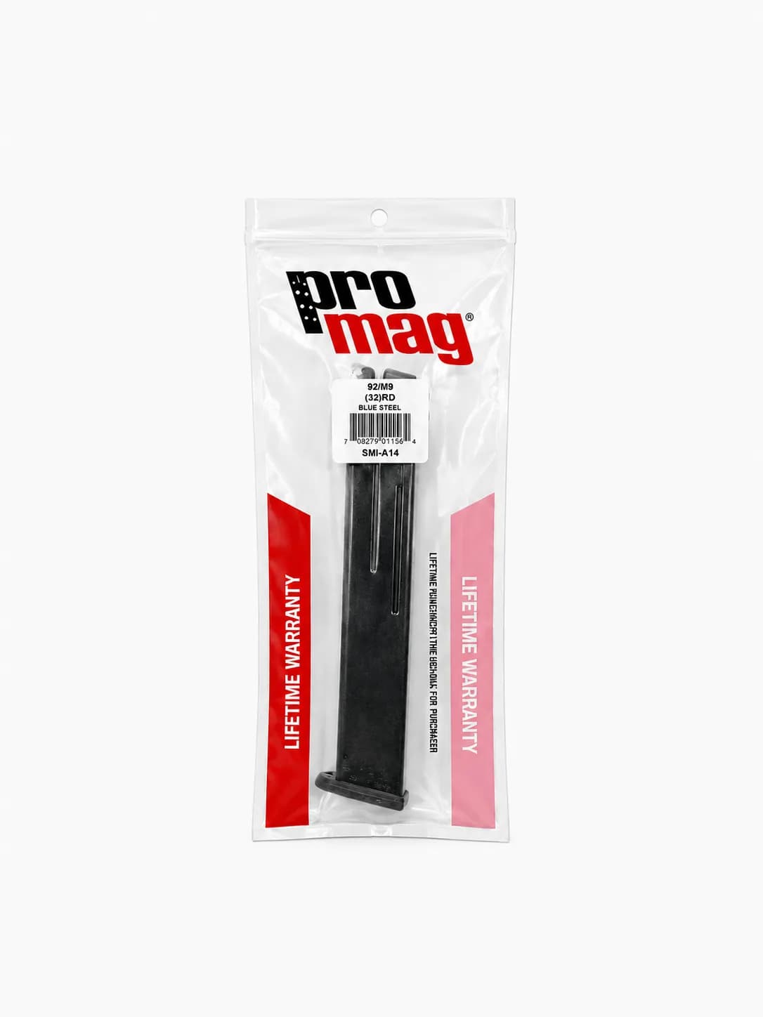 Cargador extendido ProMag 32 Tiros 9mm para Bersa BP9 FS, Beretta 92 / M9 – Acero Pavonado (SMI-A14)